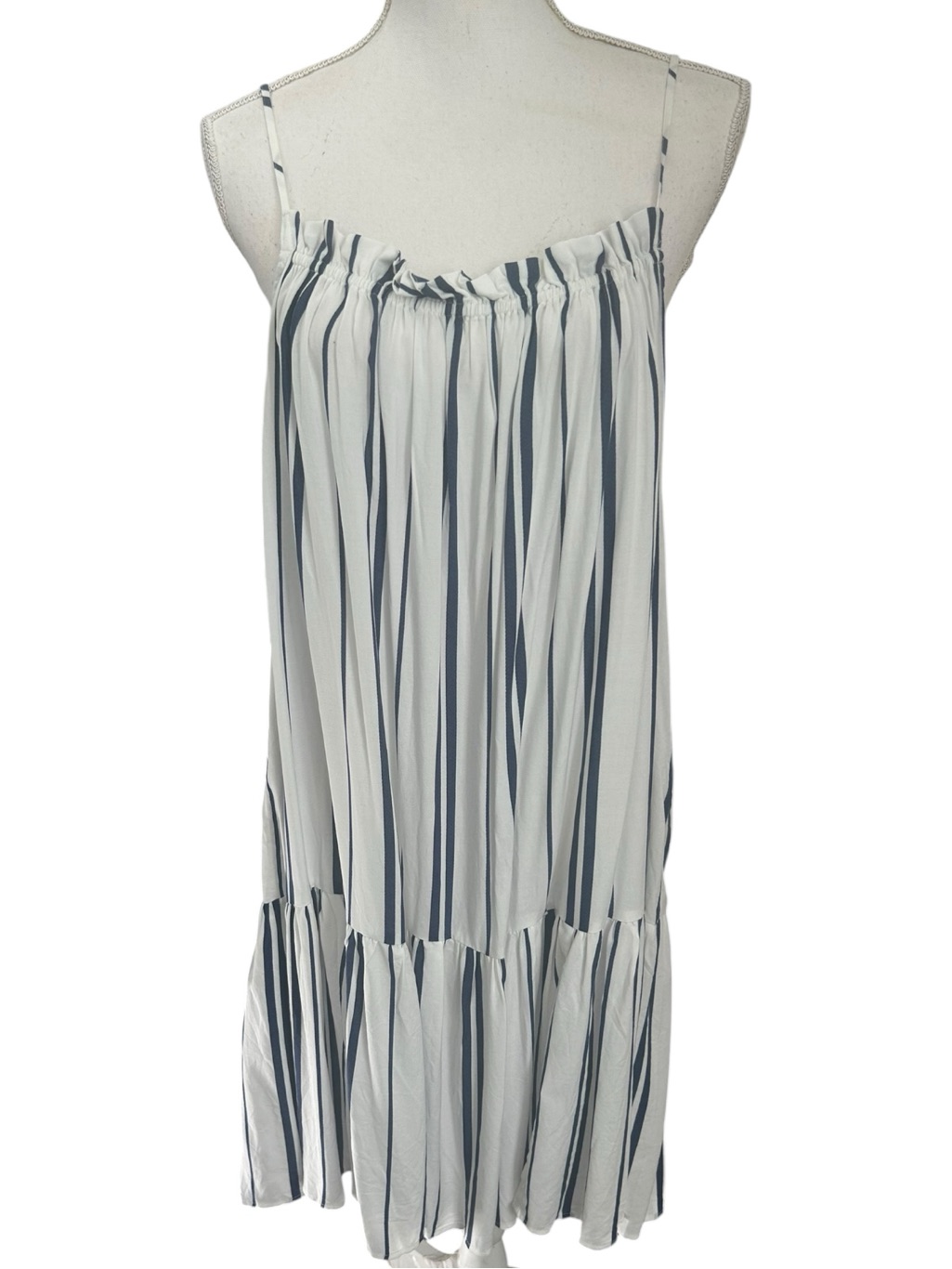 H&M White & Navy Striped Mini Dress-Skirt